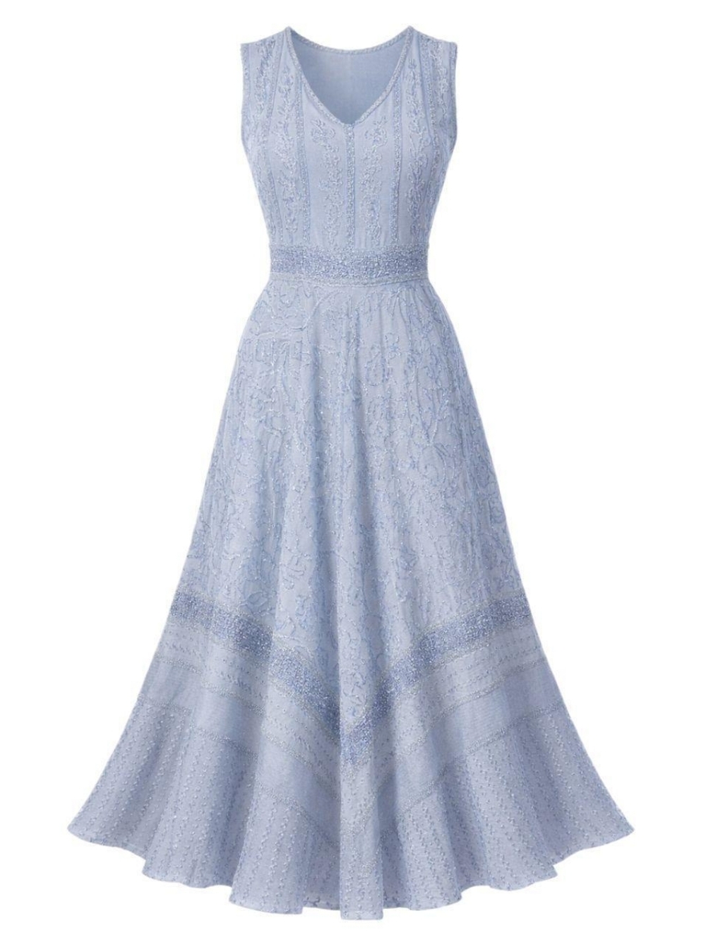 Blue Midi Dress 90s Rayon XS/S Fairy Boho